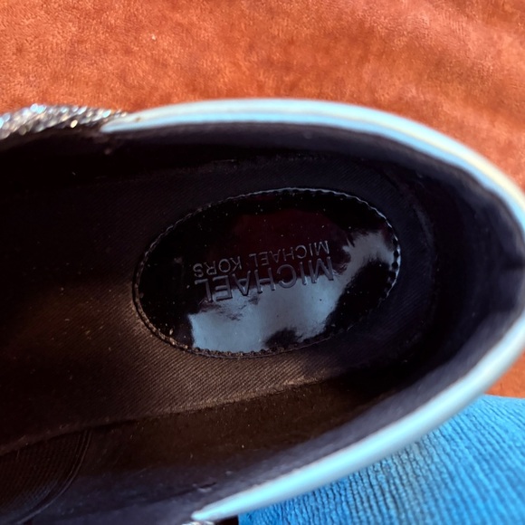 Michael KORS FELIX SILVER LUREX GLITTER Chain Mesh LOGO Sneakers - Picture 3 of 9